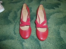 UNWORN TAGGED! RRP£39.50  SZE 3 MARKS & SPENCER WIDER FIT RED SHOES  STACK HEEL