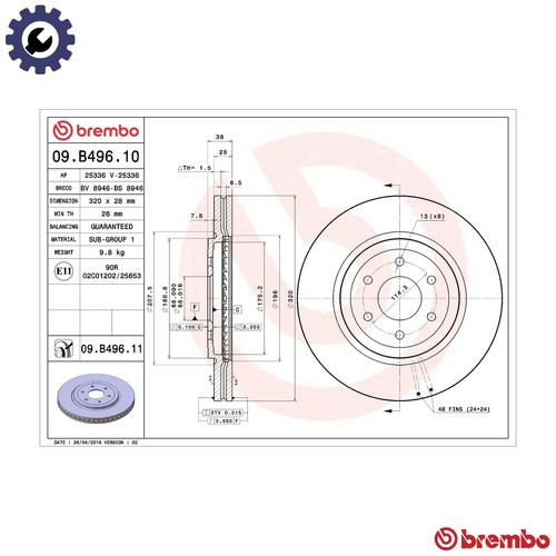 Brake disc b496 11 for - 09.b496.11,