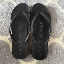 Jack Wills Black Flip Flops UK 7/8