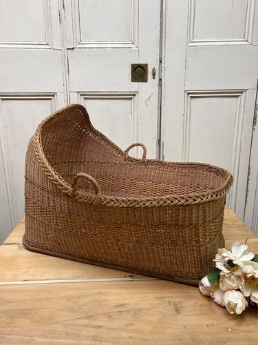 Antique wicker crib basket - antique,