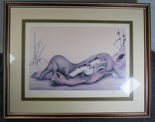 Lovely Vintage Framed Signed Limited Edition FJC Wilde Otters Wildlife Print