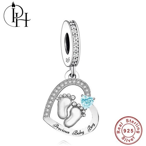 Baby boy footprint charm - footprint, 925