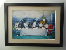 Loon Cartoon Fishing print 'Smoked Salmon' FRAMED