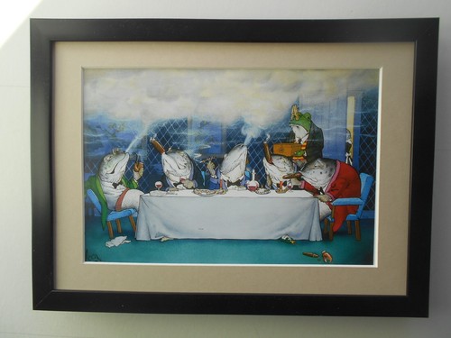 Loon cartoon fishing print - loon,