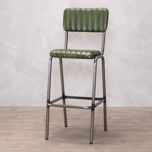 Pine green leather bar - green, stool
