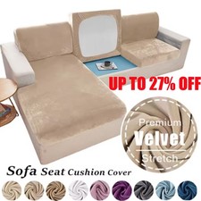 Crushed Velvet Sofa Seat Cushion Covers Seater Stretch Couch Protector 3 Size UK