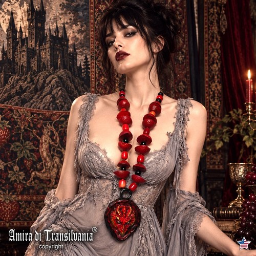 Gothic jewelry necklace red - necklace,
