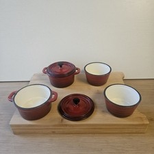 set of 4 red enameled cast