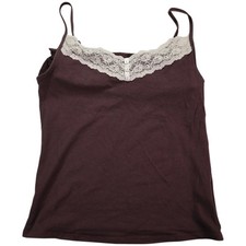 Marks&Spencer Womens Camisole Blouse Size 14 Brown Solid Sleeveless V-Neck