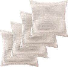 Pack of 4 Stripe Velvet Cushions Throw Decorative 18"x18" Square Cushion Covers