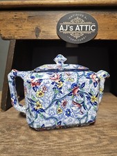 Rare 1920's Rectangular Teapot By Maling Ware For Ringtons With Chintz Teapot