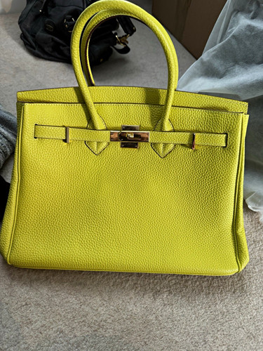 Yellow pebbled faux - pebbled, leather