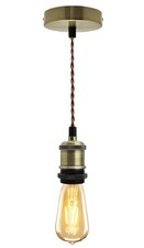 Industrial Vintage Brass Pendant Ceiling Light Lamp Holder Antique Retro E27 Fit