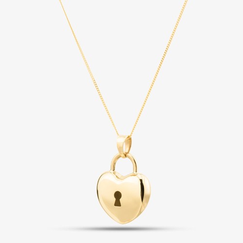 9ct yellow gold key - gold, heart