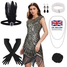 PLULON 1920s Sequin Beaded