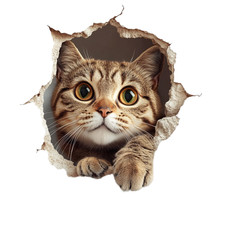 Peeking Tabby Cat Vinyl Sticker Decal│Kitten Wall Tile Toilet Laptop Cup Graphic