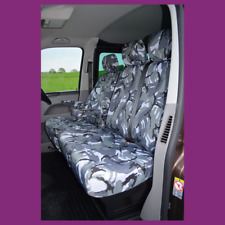 VW Transporter T5 T6 Tailored Waterproof Front 3 Seat Covers 2010-2025 Grey Camo