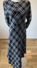 NEW PHASE EIGHT CHECK DRESS UK 12 US 8 BLACK CREAM 45% POLYESTER 31% COTTON VIS