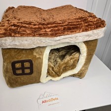 Allsopets Plush Pet House Soft Indoor Dog Cat Bed Cave Kennel Brown BeigeAllsope