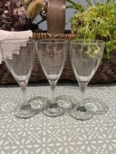 Twisted Stem Wine Glasses Tall X 3 H:7" D:3" Unusual