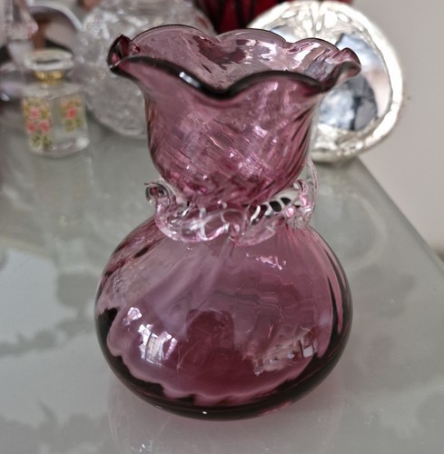 Pilgrim cranberry glass vase - pilgrim,