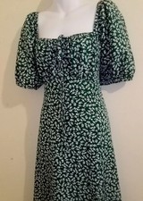 GREEN FLORAL GYPSY DRESS -