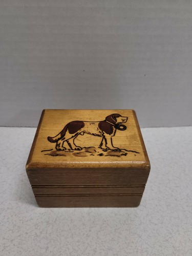 Vintage wooden dog bank hidden - wooden,
