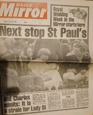 Original COMPLETE Daily Mirror Newspaper July 27 1981 Birthday Read Description