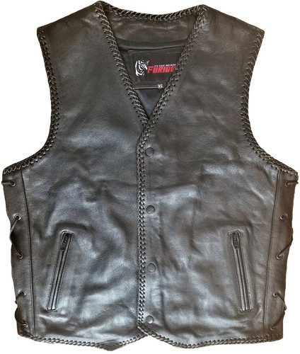 Motorcycle leather vest button - leather,