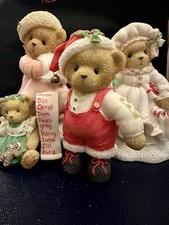 Cherished Teddies Christmas Bundle Seasonal Holiday Resin Ornaments Job lot Of 4