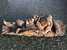 STUNNING VINTAGE JAPANESE FIGURAL WOOD CARVING