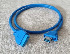 USB 3.0 Front Panel Mount Socket Port to Motherboard 19 Pin Cable 0.7m Long