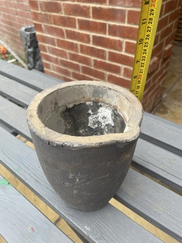 Large vintage foundry crucible
