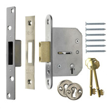 5 Lever Mortice Deadlock  Door Lock ERA Viscount High Security 3" Satin Chrome