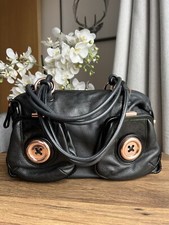 MIMCO Mod Rose Gold Button black Zip Top Leather handbag shoulder bag