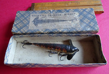 RARE ANTIQUE BOXED WILLIAM BROWN PHANTOM MINNOW FISHING LURE ALL SOLD AS FOUND