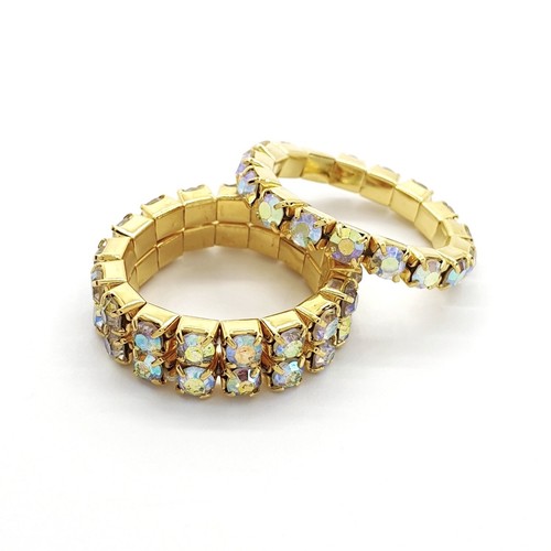 Silver gold crystal stretch - gold,