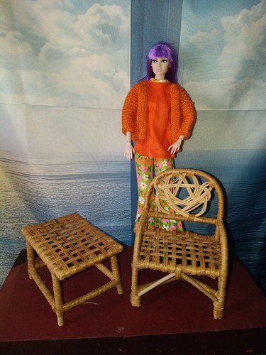 Vintage miniature rattan doll - vintage,