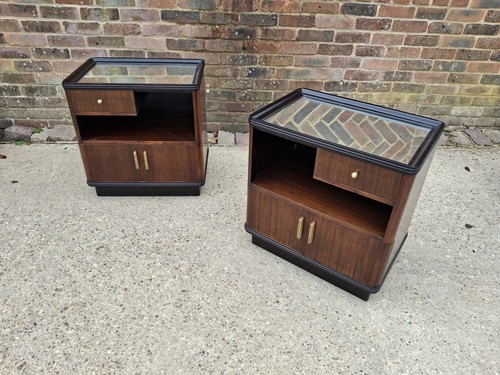 Pair art deco rosewood - art, bedside