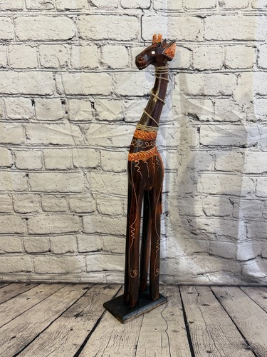 60cm brown wooden giraffe - brown,