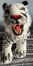 White Tiger Plush Toy appx 14" body UNUSUAL moulded head roaring bearing teeth