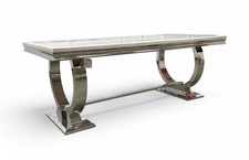 Fabb ‘Romance' Cream Marble Top 200cm Fixed Dining Table Metal Base BRAND NEW