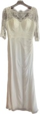 True Bride Ivory Bridesmaid Dress M649 Lace 3/4 Sleeves Button Back Chiffon UK14