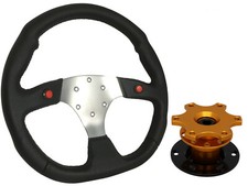 F1 CHROME Steering Wheel + Gold Quick Release boss TG for VAUXHALL