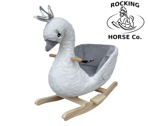 New plush white swan rocking - new,
