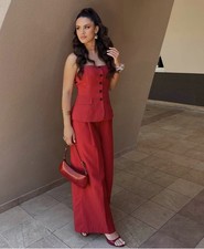 Zara Co Ord Set RED wide leg