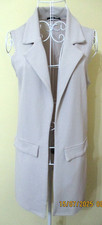 New Look women's stone/beige sleeveless long collared waistcoat size 10