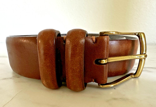 Italian leather belt - belt, cognac