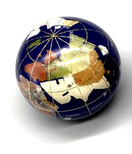 Vintage Paperweight Sphere Globe Semi precious Stones  Ornament Hand Made