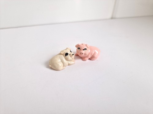Vintage hand painted pigs - painted,
